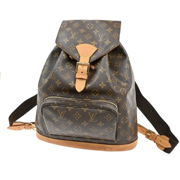 LOUIS VUITTON Montsouris GM Backpack Bag Monogram Leather Brown M51135 96EE946 - Picture 1 of 16